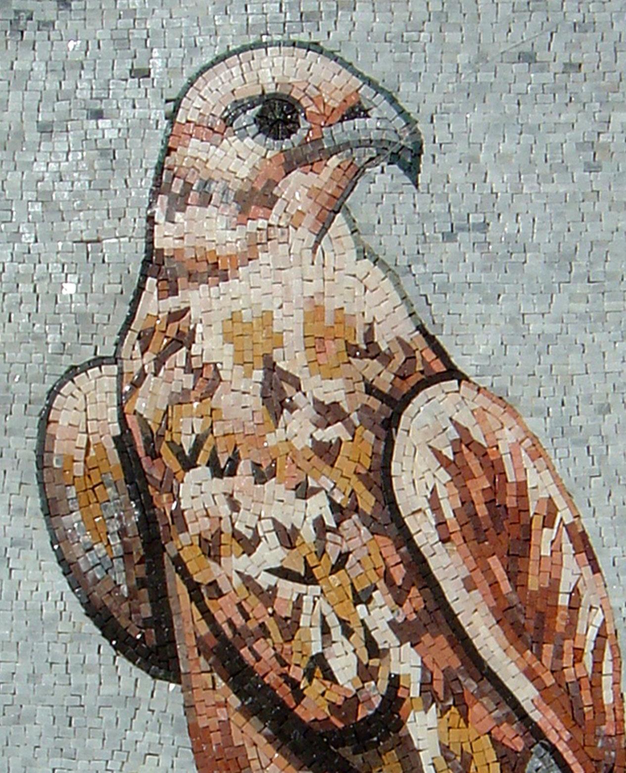 Handmade Falcon Mosaic Tile Art: Marble Bird Wall Decor (36x28 in)