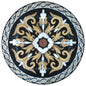 Captivating Fiery Flower with Greek Wave Border Mosaic Medallion - Customization available