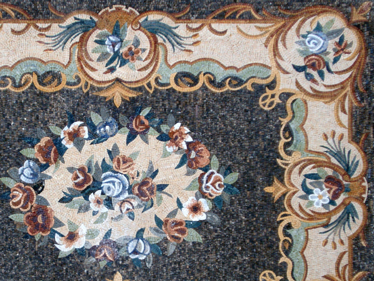 HOME DECORATION RUG | Floral Mosaic Modern Area Masterpiece Rug | Natural Stone Attractive Art Handmade Carpet | Housewarming Gift