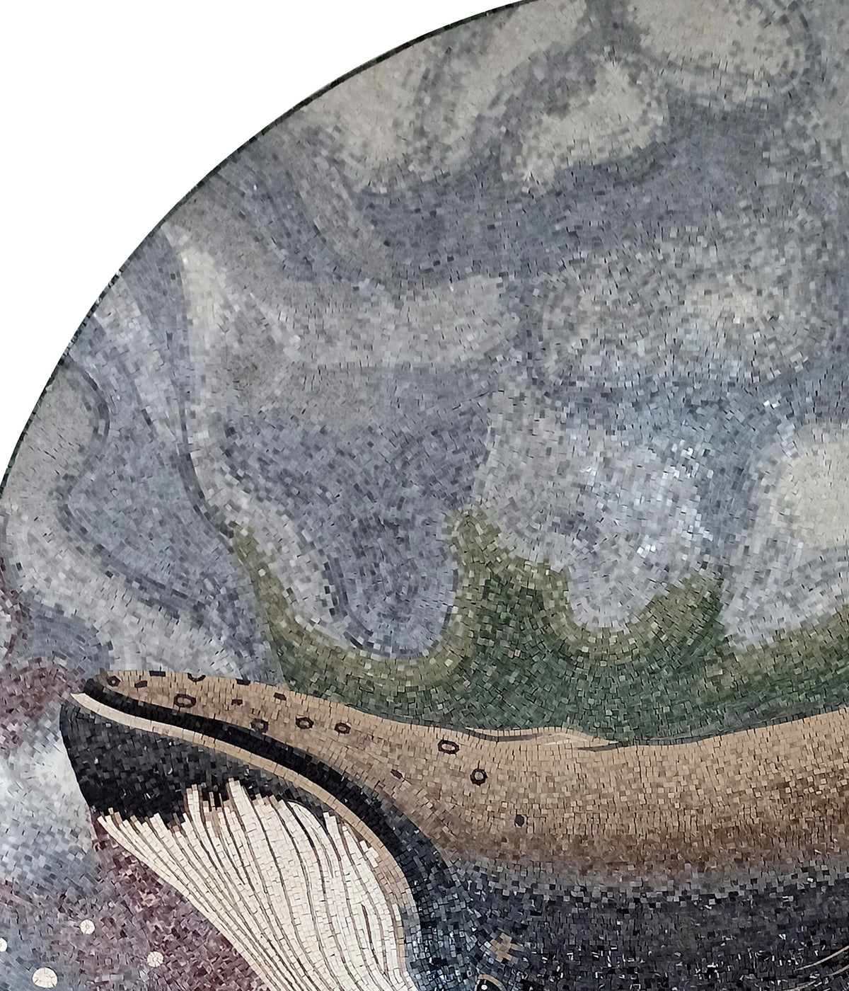 Handmade Humpback Whale Mosaic Tile: Sea Animal Wall Art (92” x 80”)