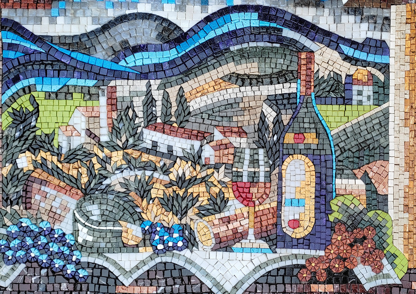 Handmade Wine & Grapes Marble Mosaic Tile Art: Kitchen Backsplash