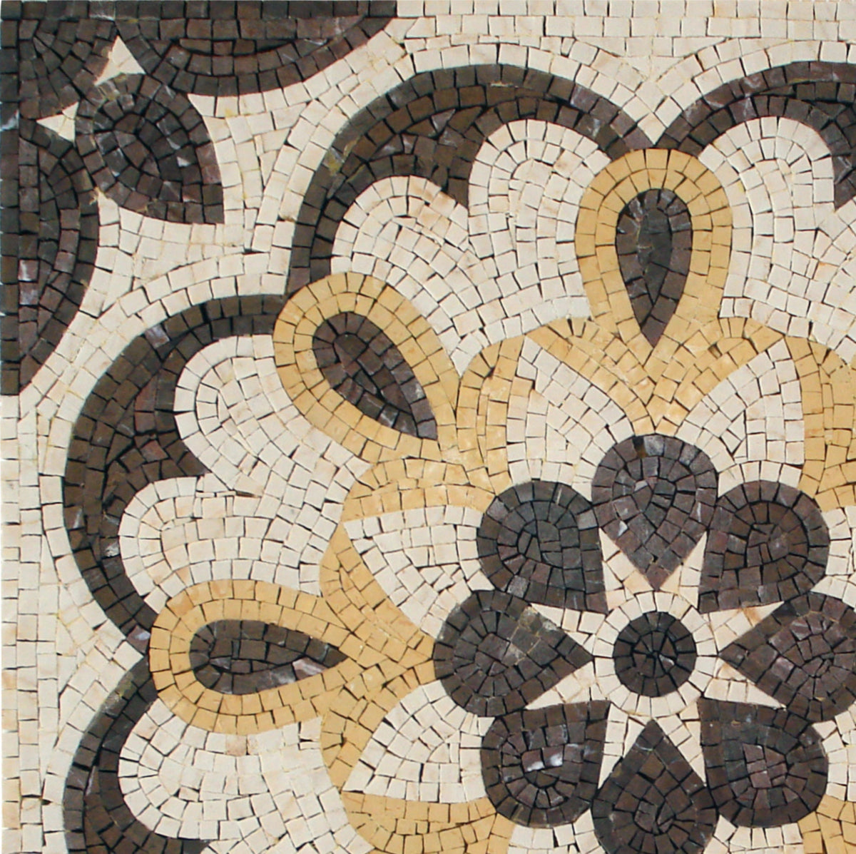 Handmade Floral Marble Mosaic Tile - 24” Square