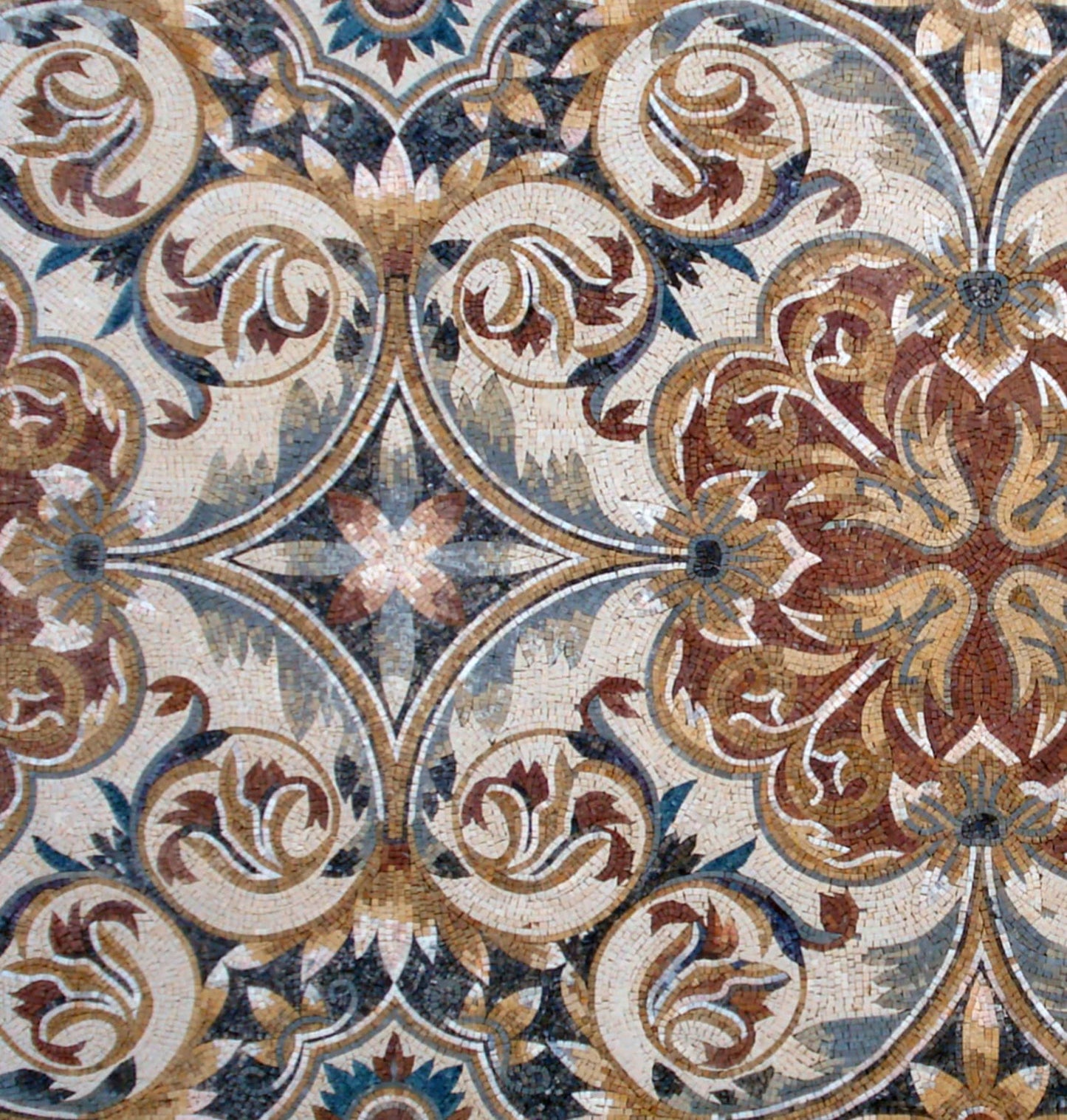 Handmade Marble Mosaic Rug: Natural Stone Medallion