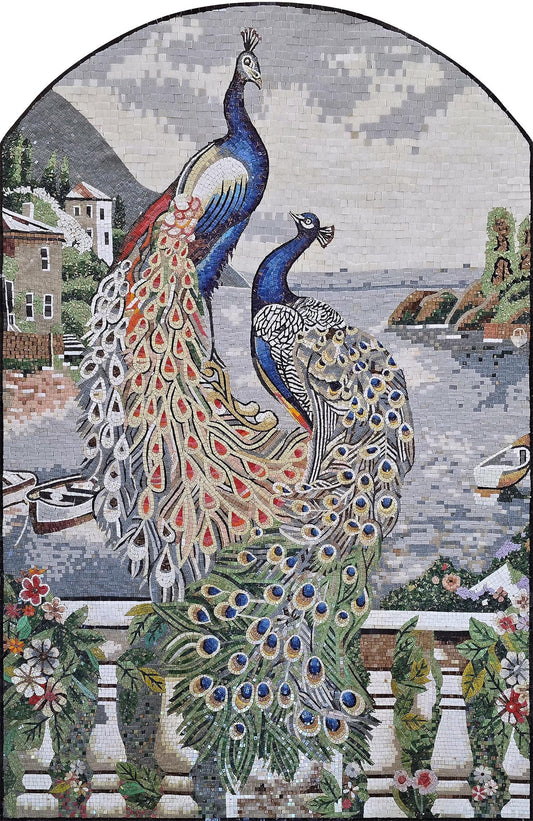 Custom Handmade Peacock Mosaic – Mosaic Glass Wall Art, Luxury Decorative Tile, Personalized Mosaic Art