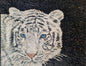 White Tiger Mosaic Art: Large Marble Tile, Handmade Animal Wall Decor (60x36)