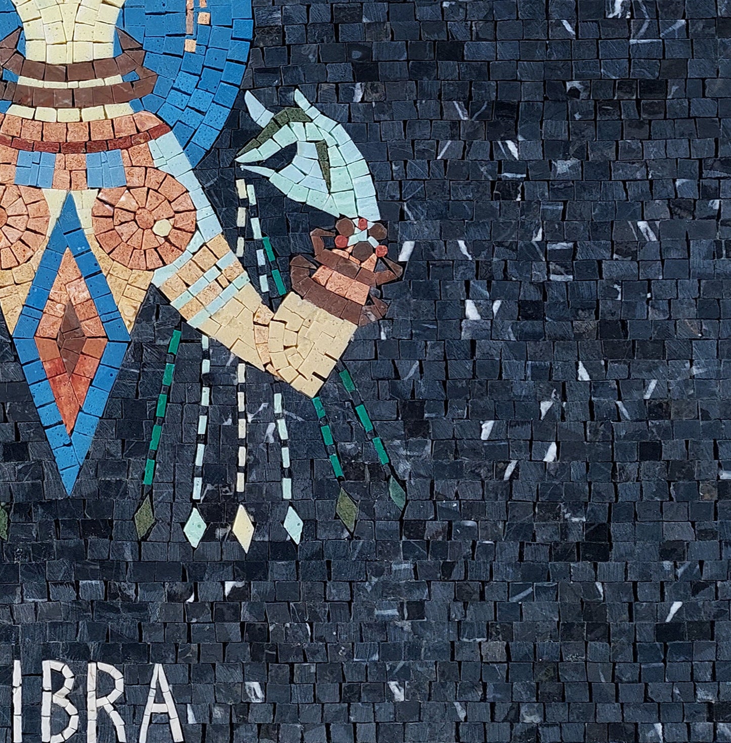 Handmade Libra Zodiac Mosaic Tile Art: Living Room Wall Decor