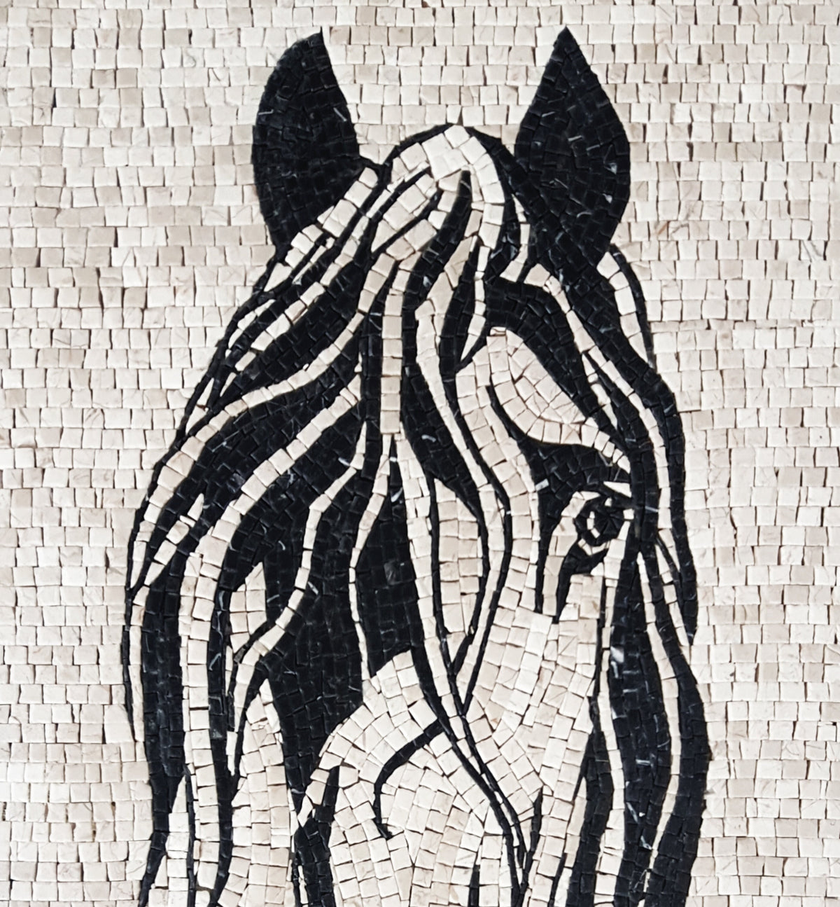 Handmade Horse Sketch Marble Mosaic Tile Mural