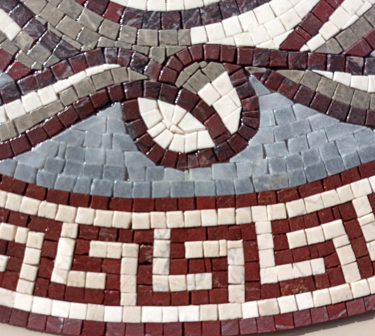 Elegant Medusa Majesty - Handmade Marble Mosaic Medallion Art Tile with Crimson Outline - Customization available