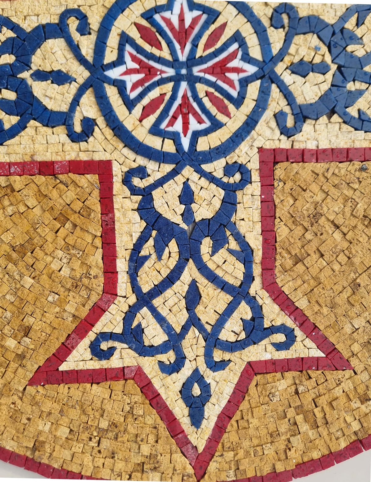 Custom Round Mosaic Plus Sign – Kitchen Wall Decor, Geometric Stone Medallion, customization available