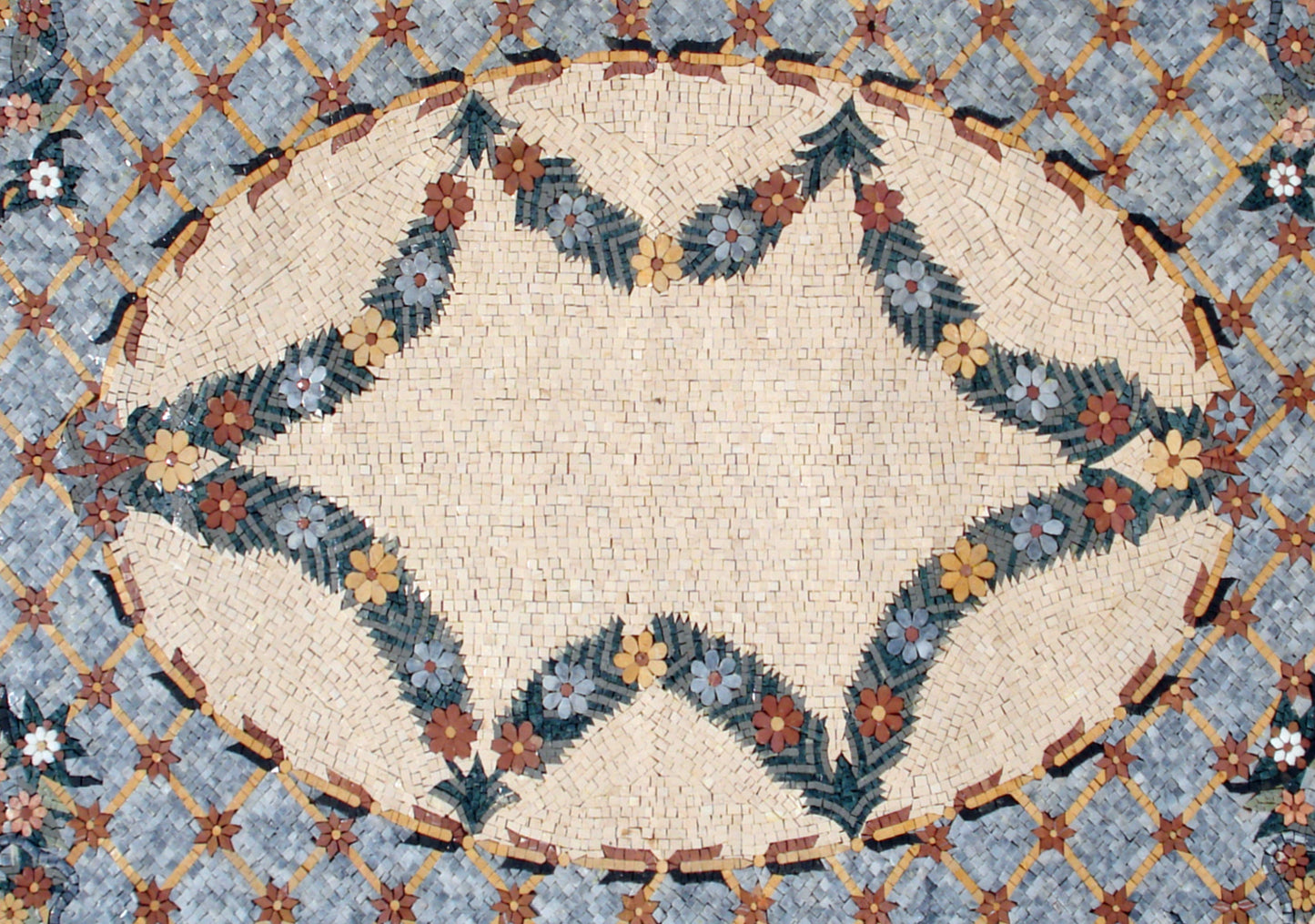 Floral Marble Stone Rug: Handmade Flower Pattern Carpet