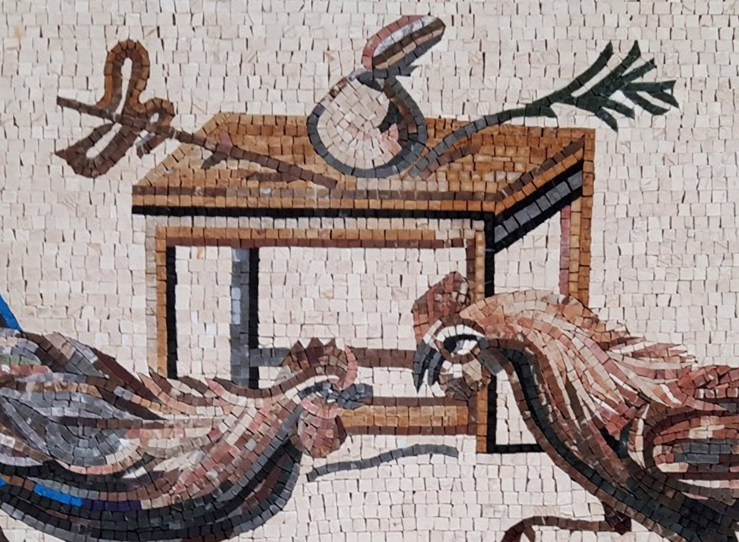 Handmade Fighting Roosters Mosaic Tile Art: Kitchen Backsplash or Farm Wall Decor