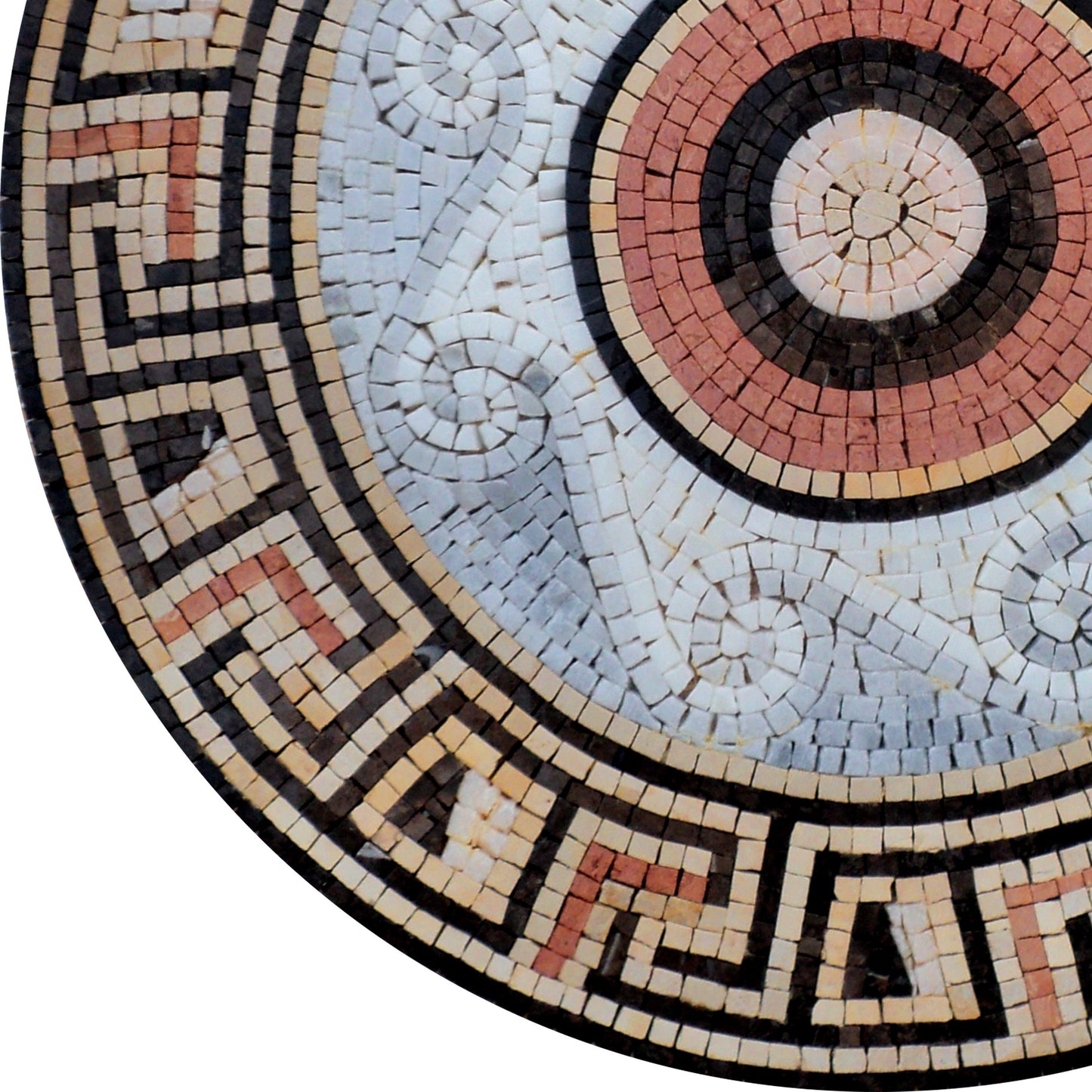 24" Handmade Radiant Sunburst Medallion: Exquisite Marble Mosaic Art Tile - Customization available