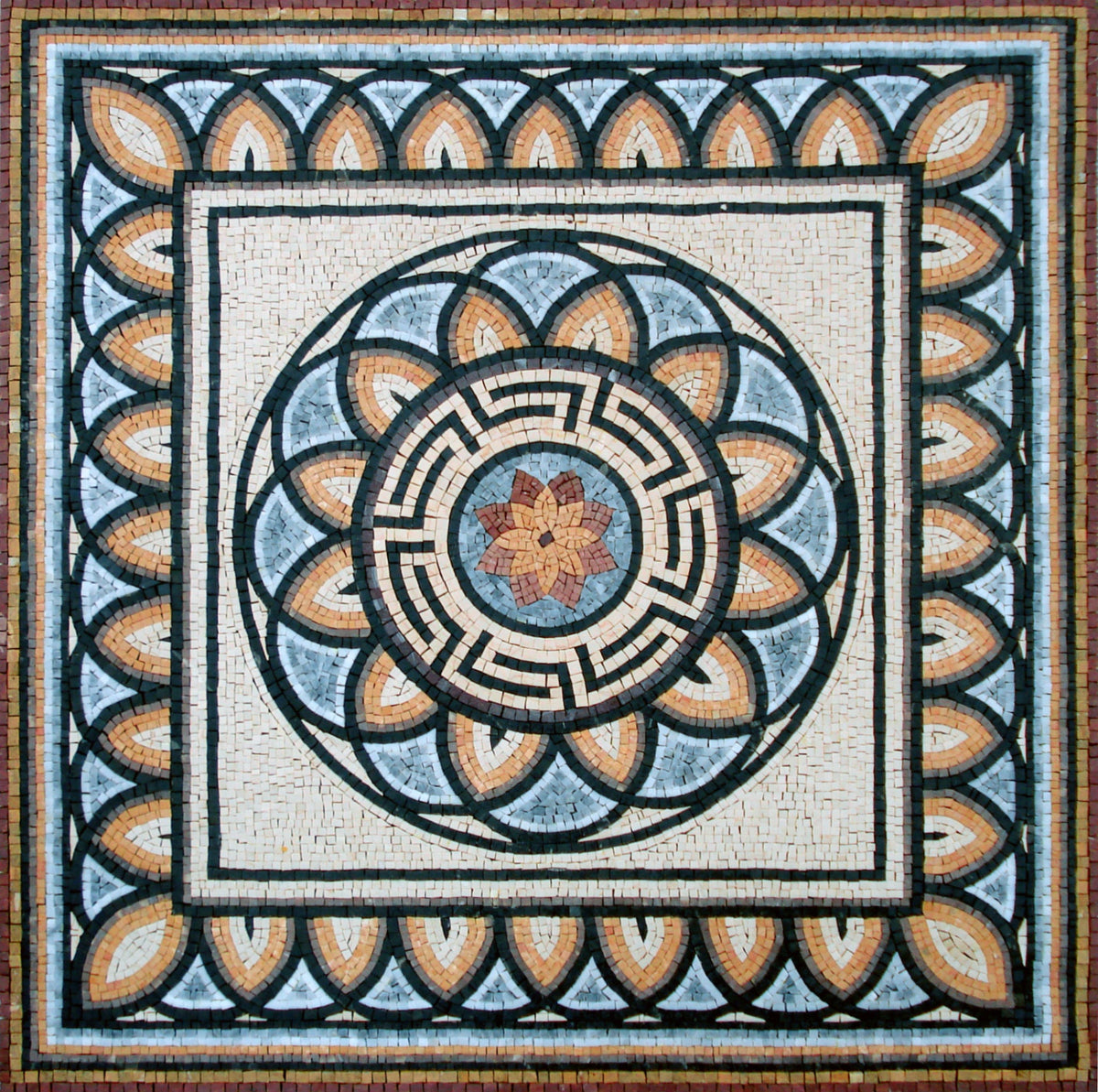 32” MEDALLION MOSAIC TILES | Geometrical Pattern Floral Tiles For House Warming | Tiles For Interior And Outdoor Hallway Entry And Walls