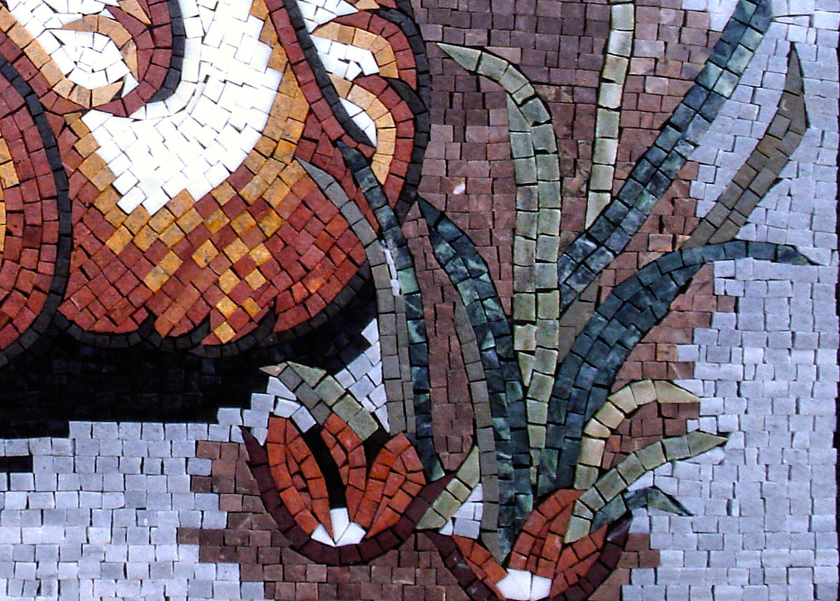 Handmade Swans Mosaic Tile Art: Serene Pond Scene Wall Decor