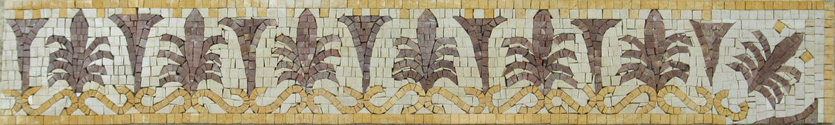 Floral Mosaic Border: Handmade Marble Tile, 6" x 40"