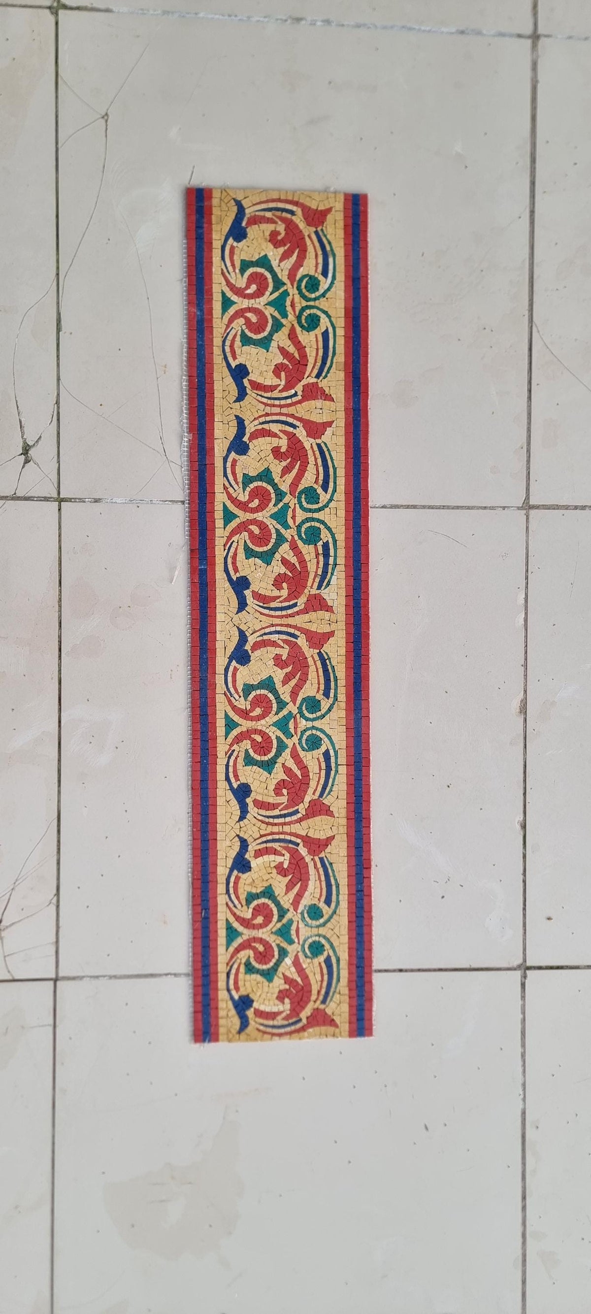 40"x10" Bathroom Mosaic Border Tile – Custom Handmade Marble Accent Strip, Decorative Wall & Floor Trim, Customization available