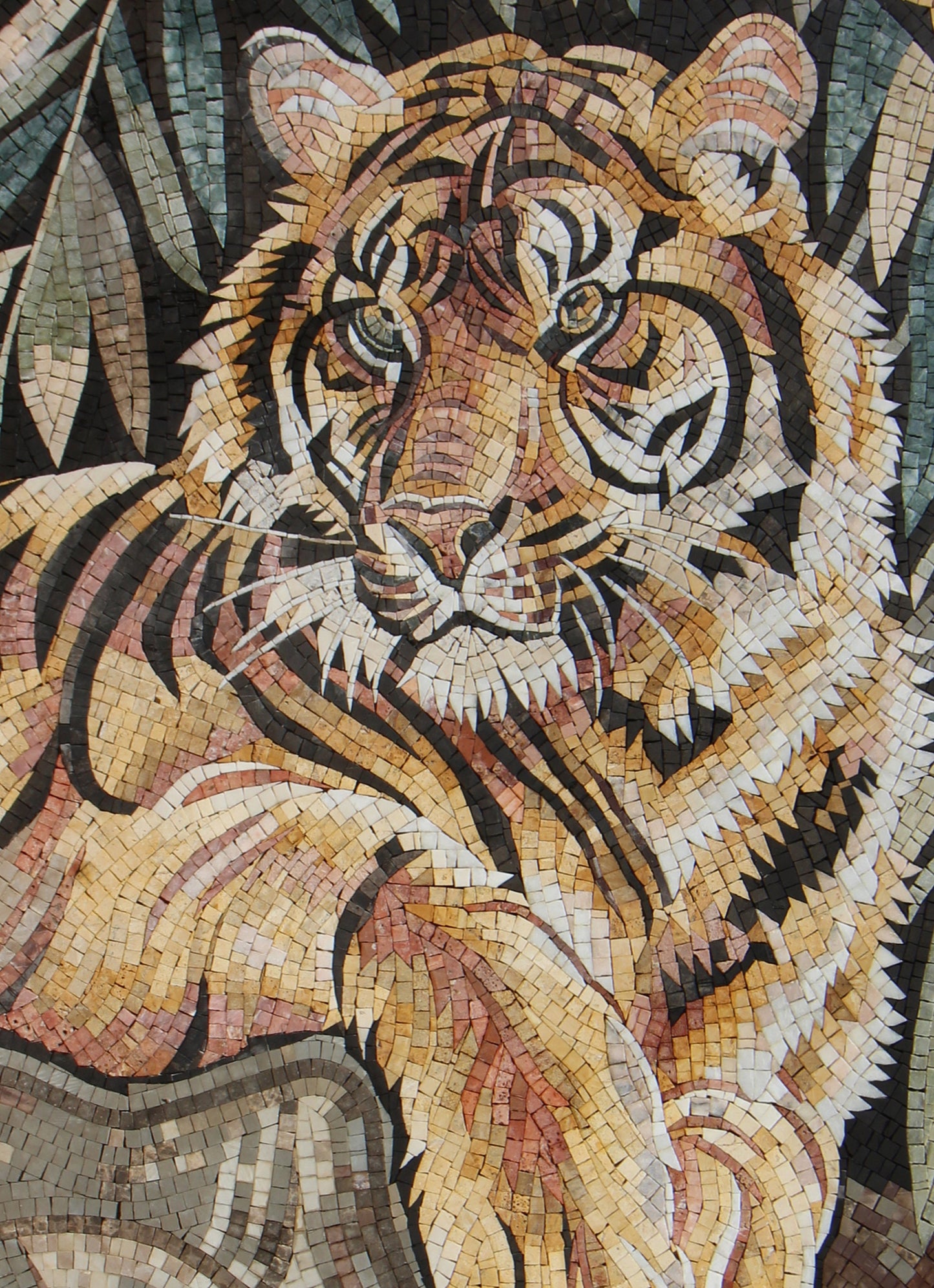 Handmade Bengal Tiger Mosaic Tile Art: Jungle Wall Decor (48" x 36")