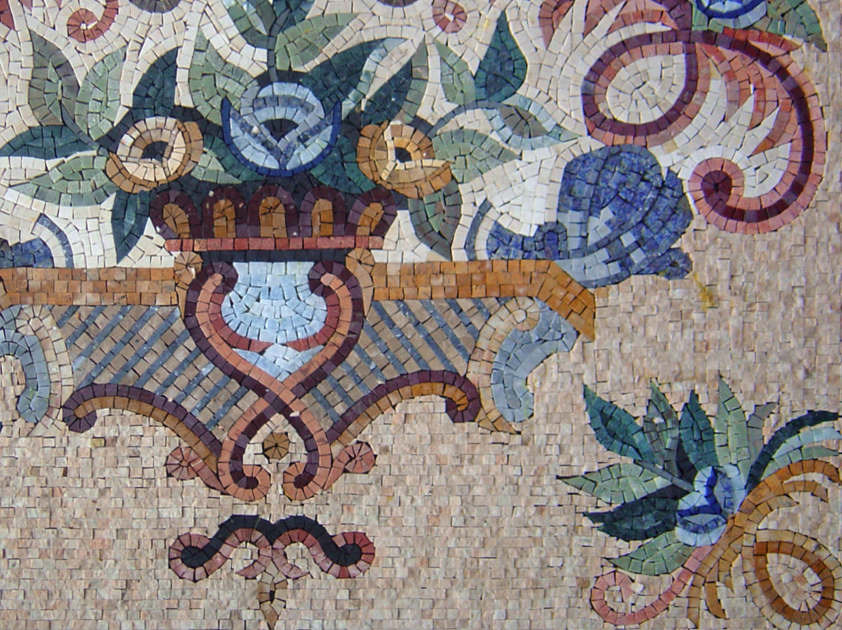 Handmade Marble Mosaic Flowers: Wall Art Decor (36" x 28")