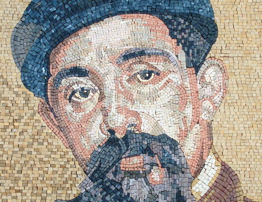 Handmade Man Portrait Mosaic Tile Art: Interior/Outdoor Wall Decor