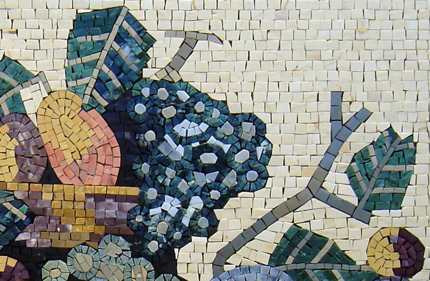Handmade Fruit Mosaic Backsplash Art: Stone Kitchen Wall Decor