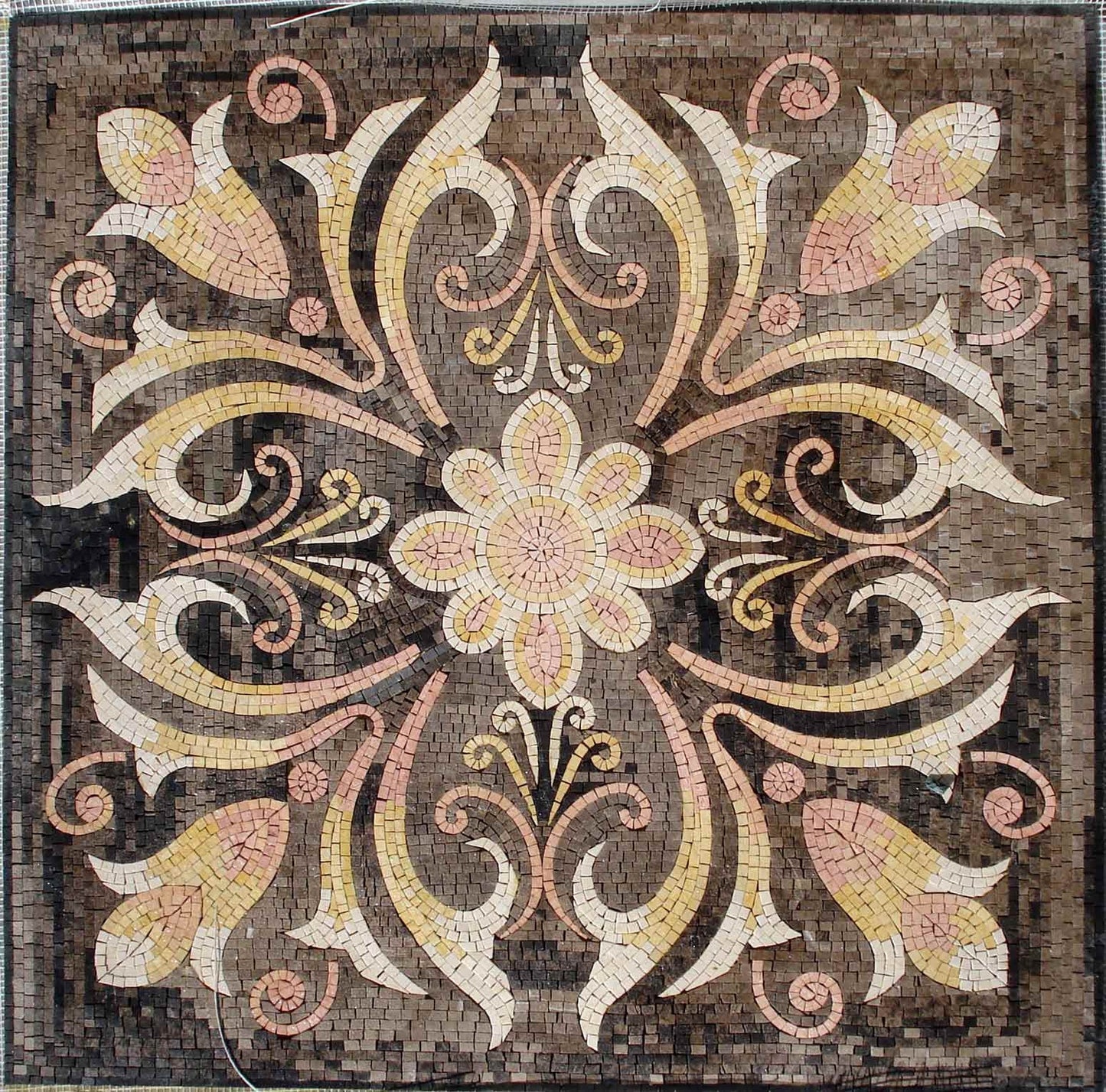32" Floral Marble Mosaic Tile: Geometric Wall Art, Flooring Decor