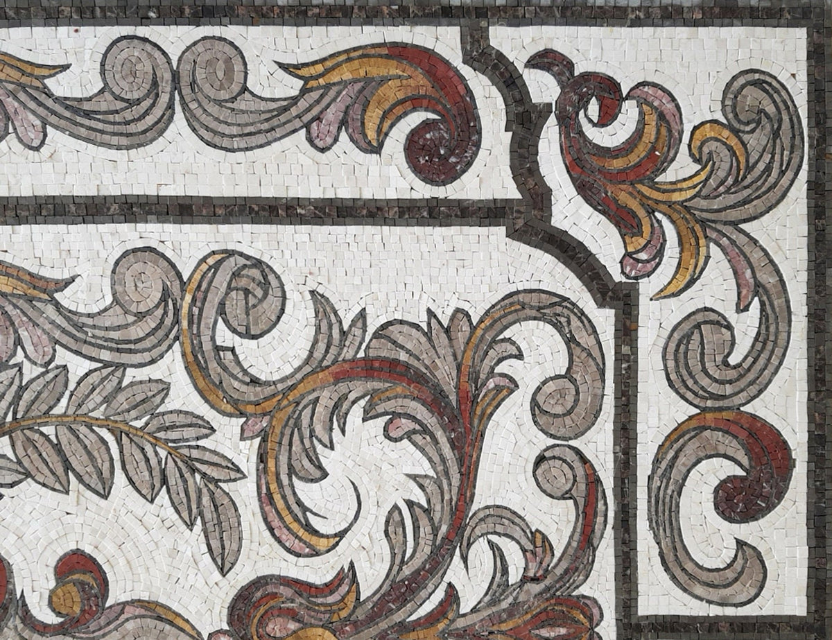 Handmade Marble Mosaic Rug: Modern Stone Area Rug (72” x 48")