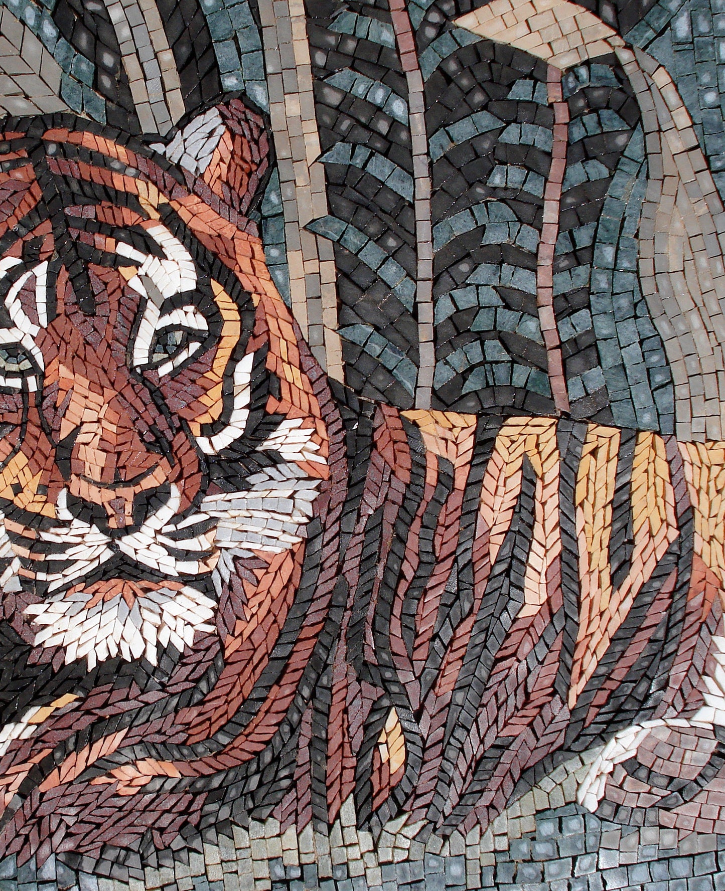TIGER ART BACKSPLASH | Wild Jungle Animal Mosaic Tiles Murals For House Warming | Tiger Snake And Macaw Artwork Tiles For Interior Room