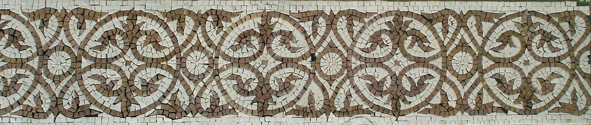 Botanical Mosaic Border Tile: Marble Art for Walls (8"x40")
