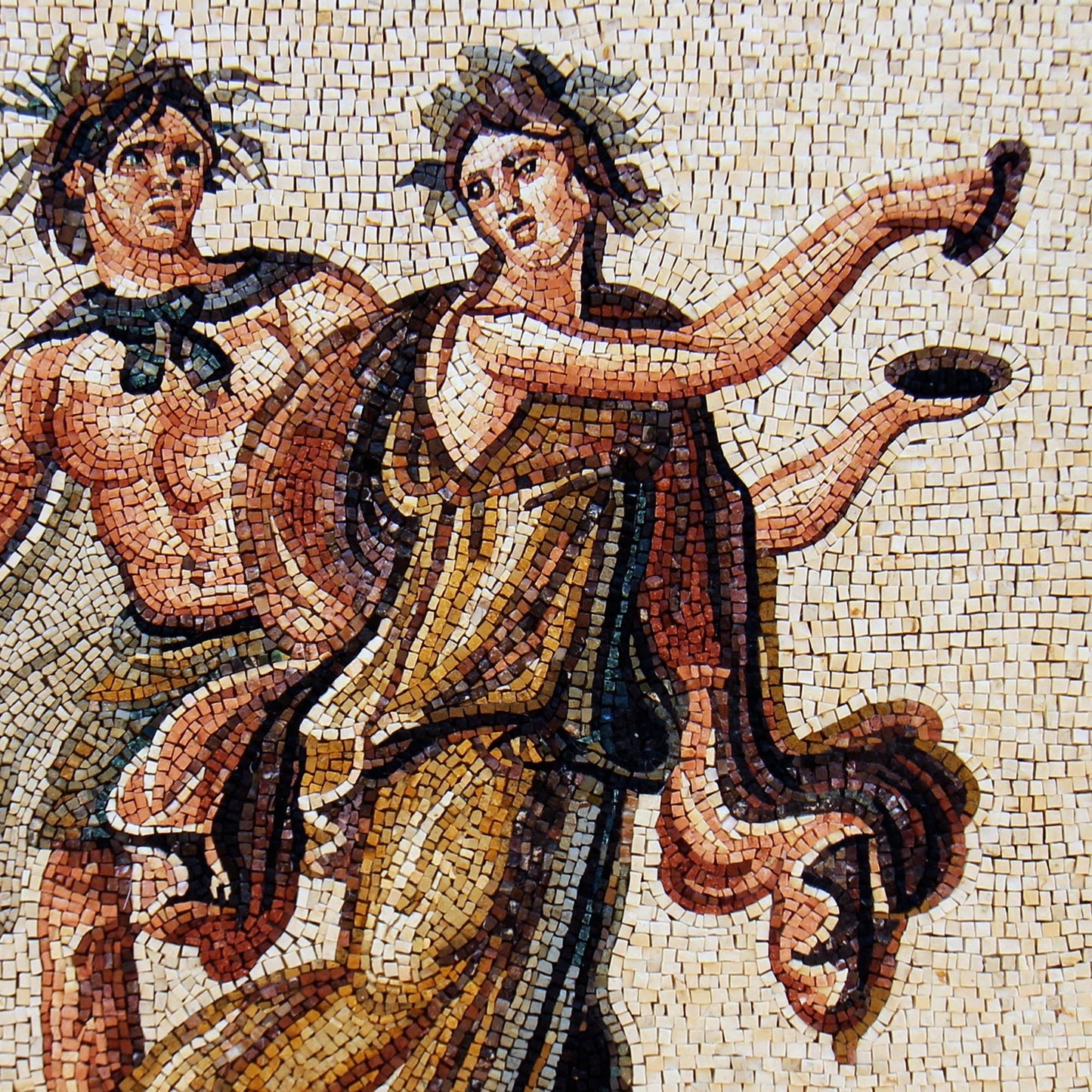 40"x40" Ancient Couple Mosaic Wall Art, Classical Romantic Scene, Timeless Home Decor, customization available