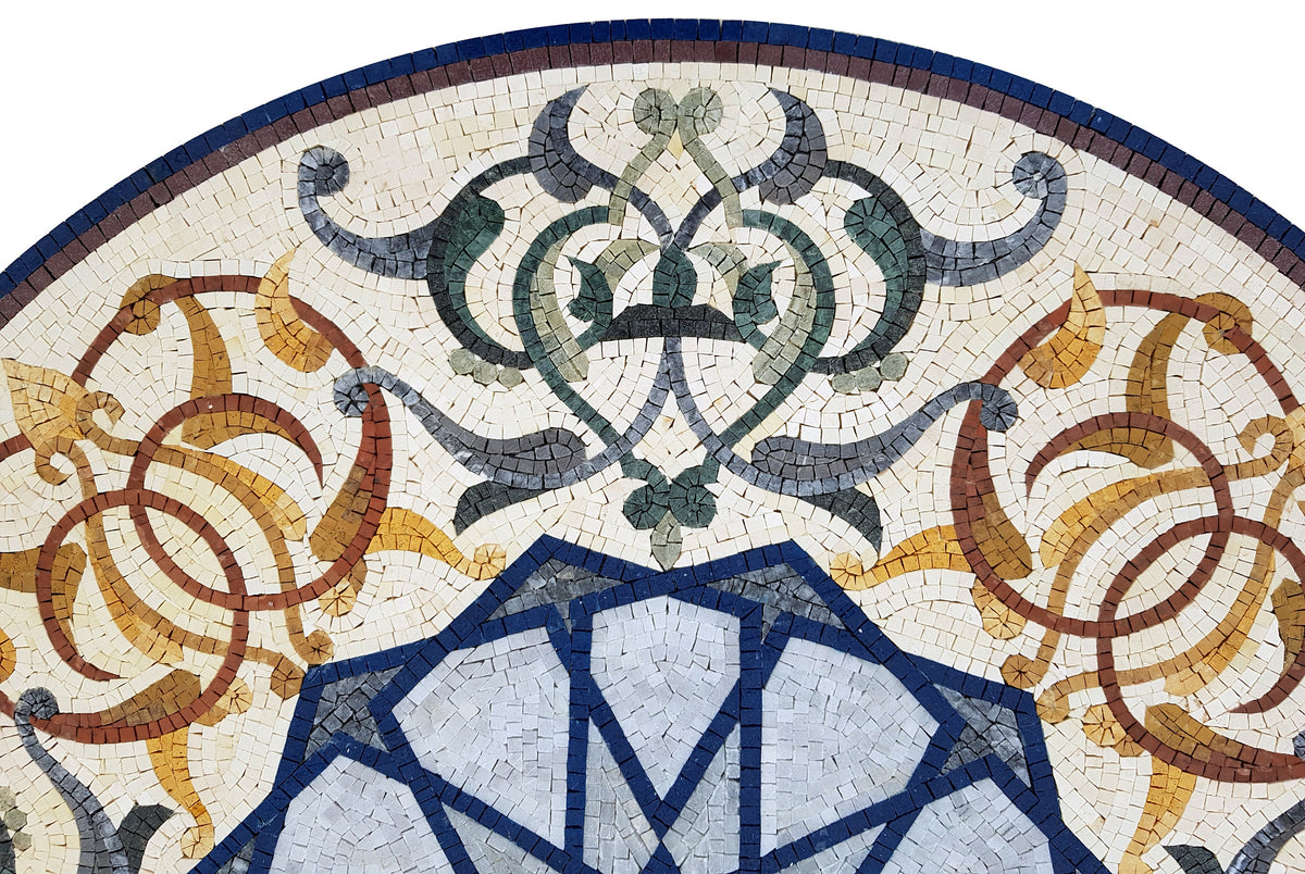 Artisanal Splendor - 40-Inch Handmade Pattern Mosaic Medallion - Natural Marble Tile Décor - Customization available