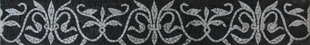Botanical Marble Mosaic Border: Floral Vine Art, 6" x 40"
