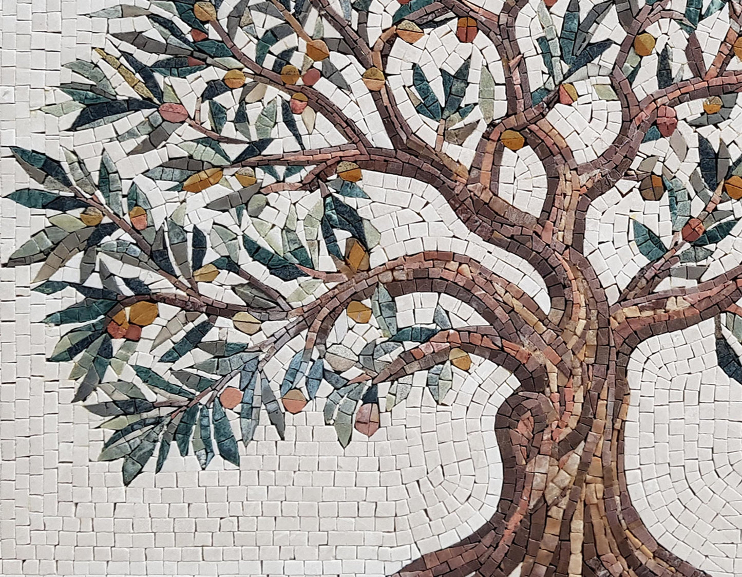 24” x 18" Olive Tree Backsplash Marble Mosaic – Handcrafted Kitchen Wall Art - Customization Available