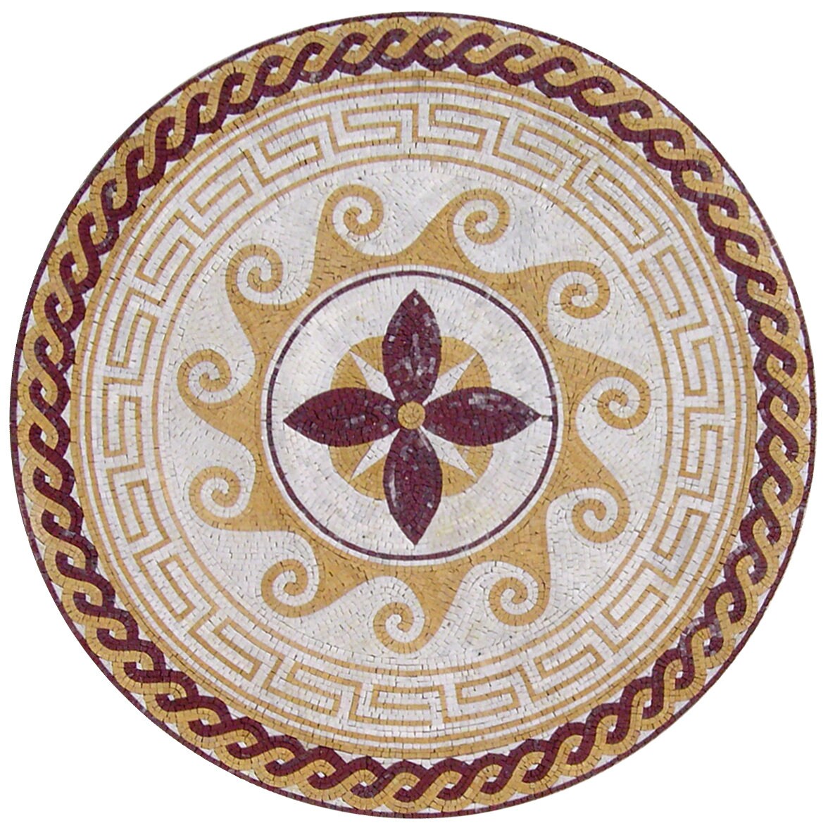 Handmade Marble Mosaic Medallion Art Tile: 60" Natural Stone Flooring