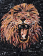 Handmade Lion Mosaic Mural: Roaring Face, Stone Tile Art (26x20)