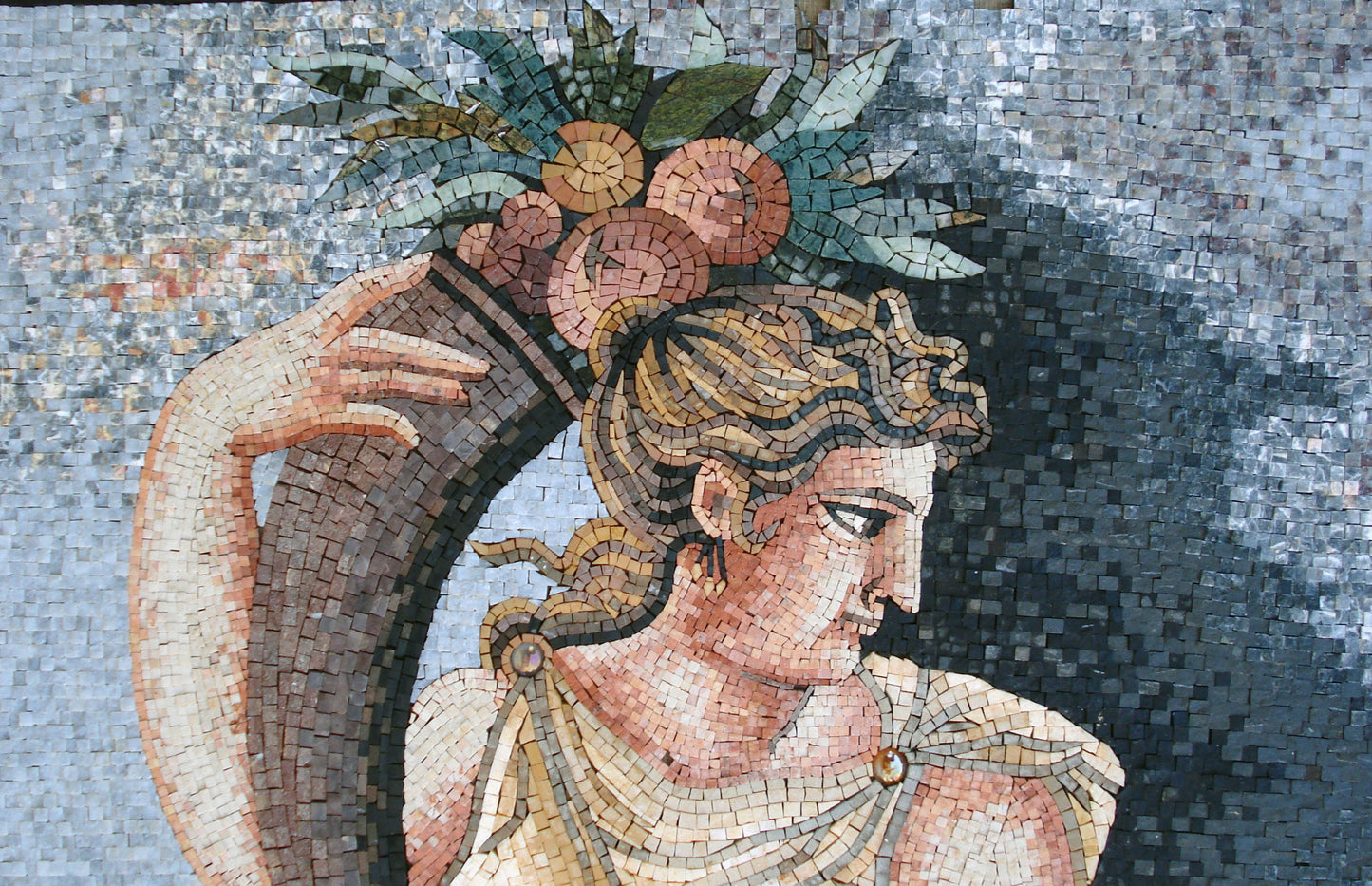 Handmade Goddess Ceres Mosaic Mural: Roman Art Tile