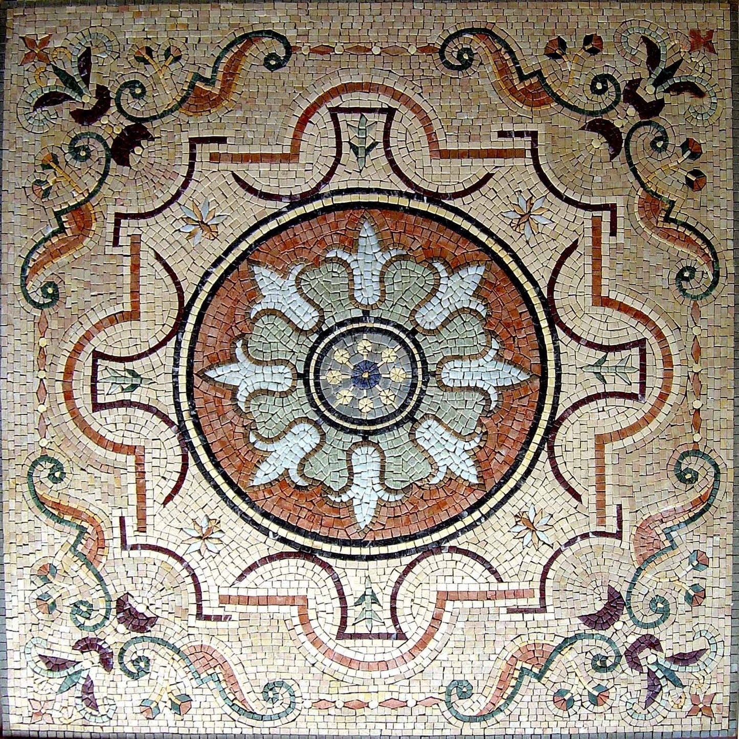 Geometric Marble Art Mosaic Tile: 48" Inlay Flooring & Wall Decor