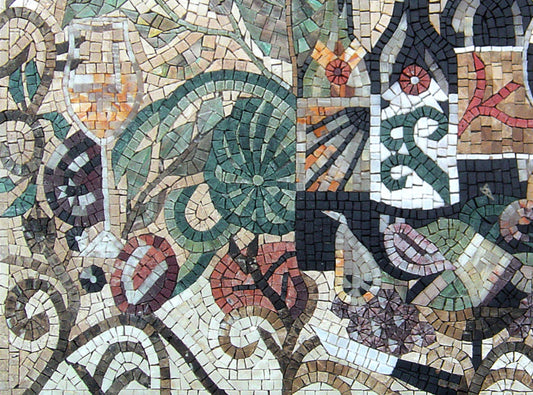 Handmade Wine Mosaic Art: Kitchen Backsplash Tile Wall Decor