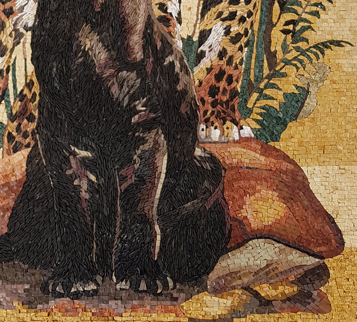 Handmade Panther and Jaguar Marble Mosaic Tile Art (48" x 36")