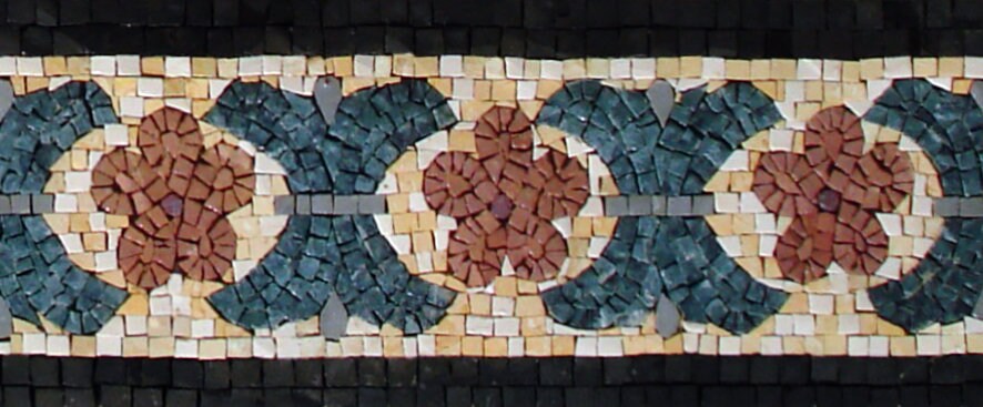 Floral Mosaic Tile Border: Geometric Art, Bathroom Decor (6"x40")