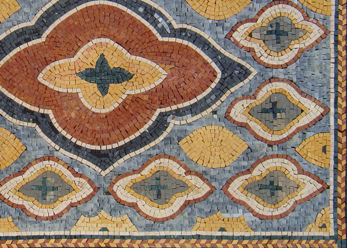 Handmade Marble Stone Rug: Mosaic Art Floor Covering (40” x 28")