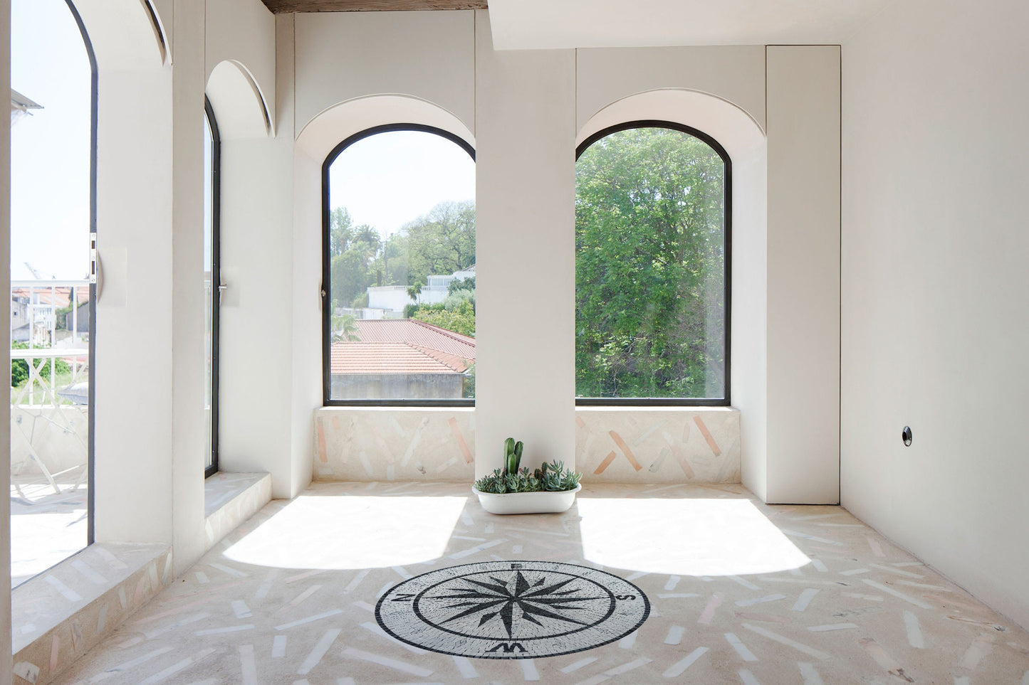Handmade Compass Medallion - Nautical Elegance in 40" Marble Mosaic Art Tile for Bathroom, Shower - Customization available