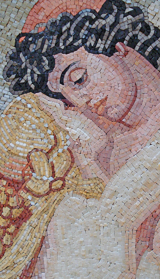 Frederic Leighton Art: Handmade Mermaid & Fisherman Marble Mosaic Tile