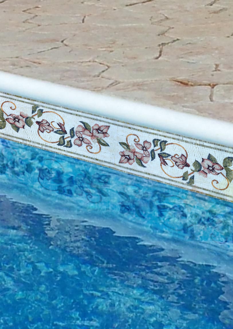 Floral Mosaic Tile Border: Botanical Bathroom Wall Decor, 12"