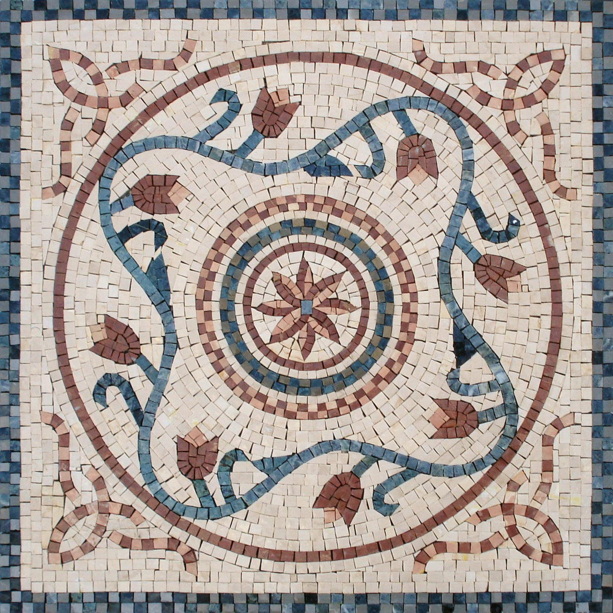 24” MEDALLION MOSAIC TILES | Geometrical Pattern Botanical Floral Tiles For Living Room | Tiles For Interior And Outdoor Entry And Walls