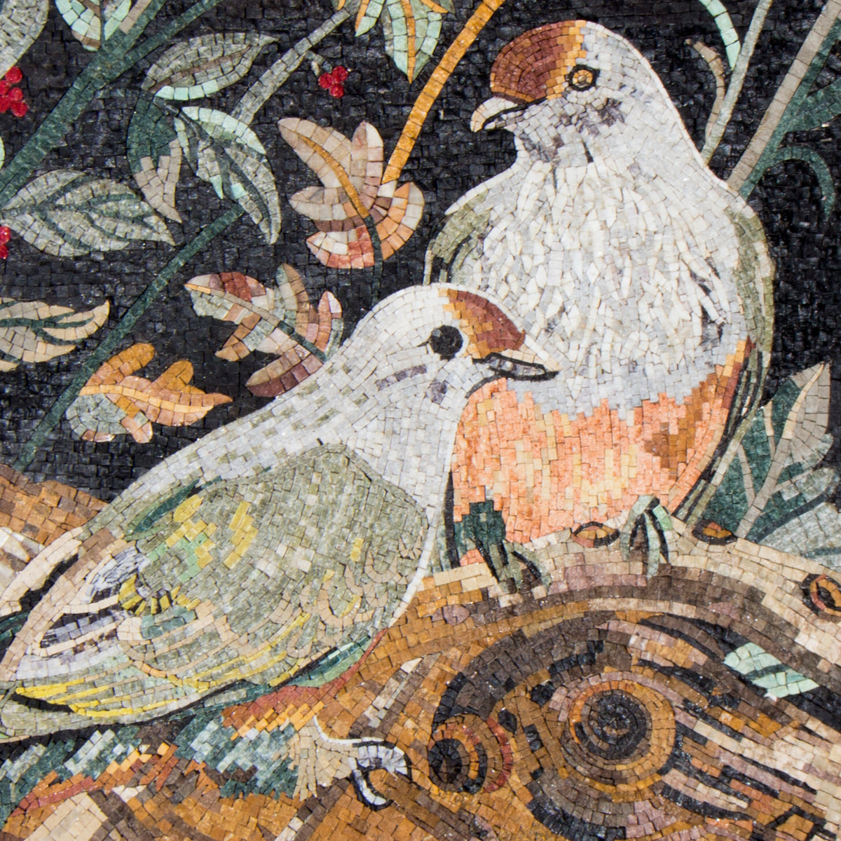 Handmade Bird Mosaic Tile Art: Marble Wall Decor (34x34)