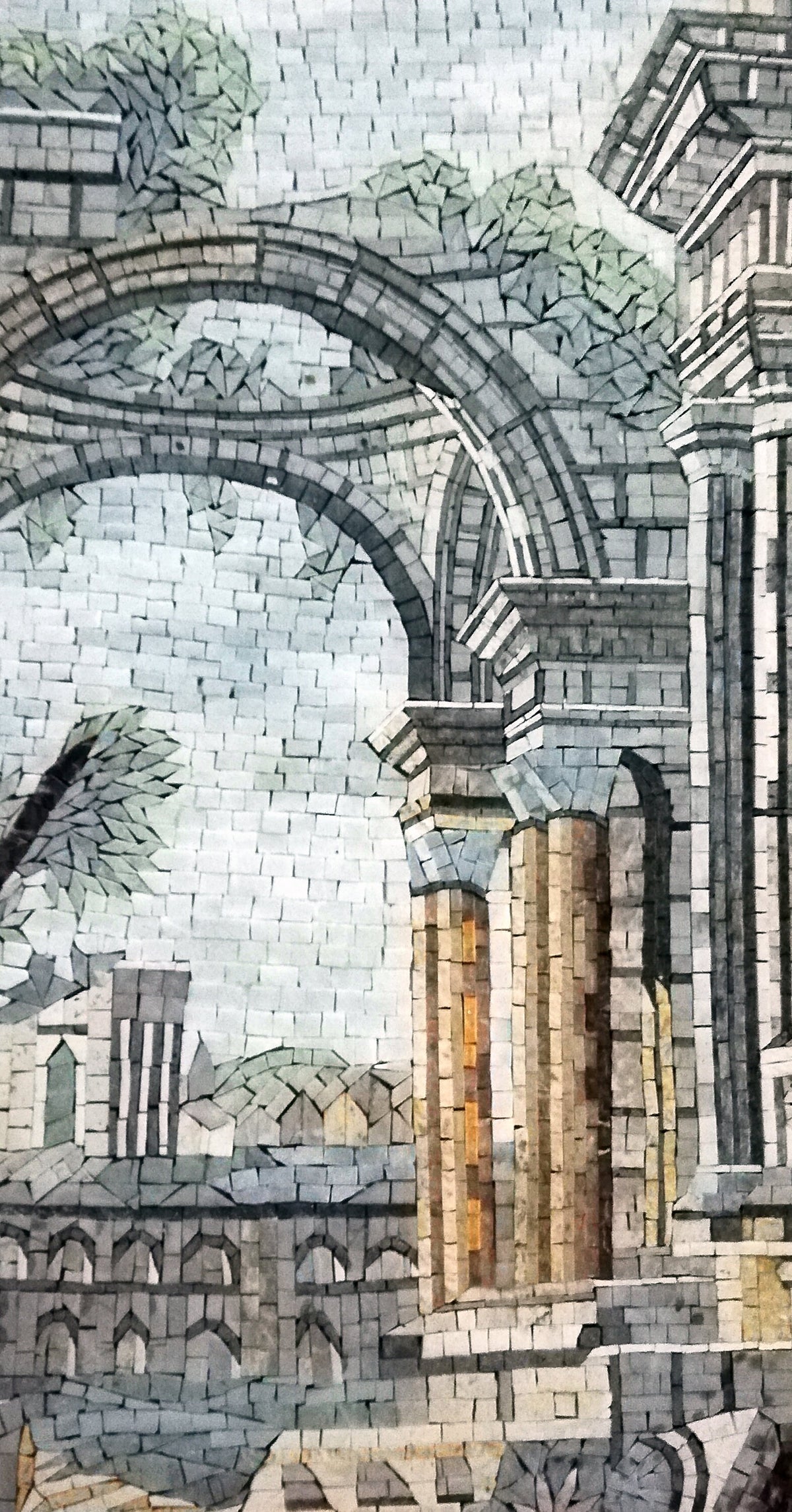Roman Mosaic Tile: Handmade Marble Ancient Rome Artwork (36” x 24”)