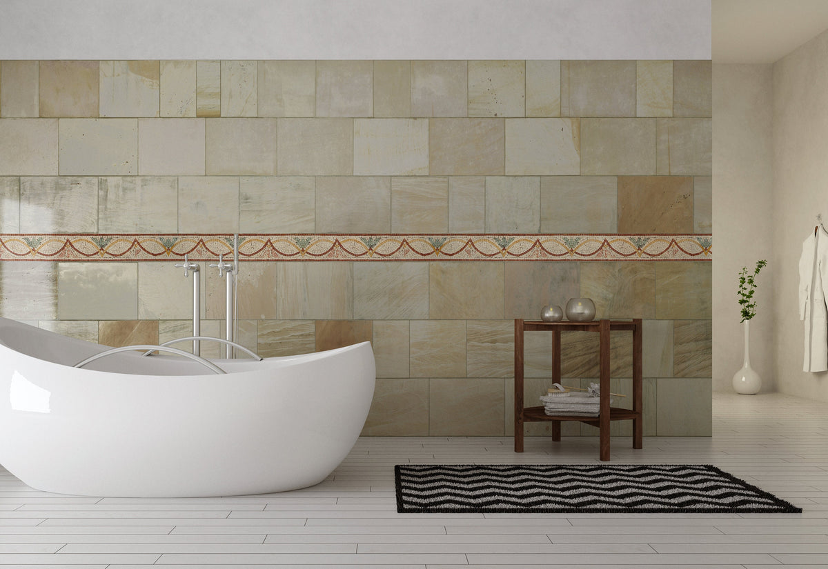 Floral Mosaic Border Tiles: 6" Geometrical Art