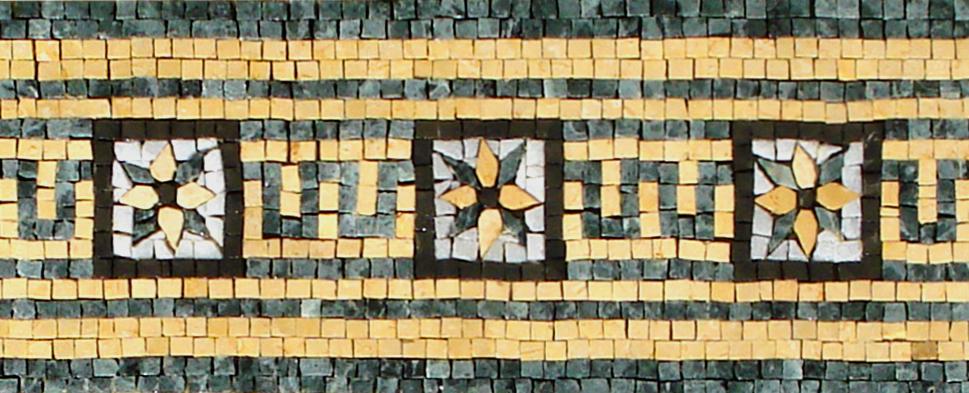 Emerald & Gold Geometric Marble Mosaic Border Tile: Luxe Backsplash Accent