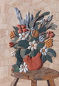 Embossed Red Vase Mosaic Wall Art: Handmade Marble Tile Floral Design (16x24")