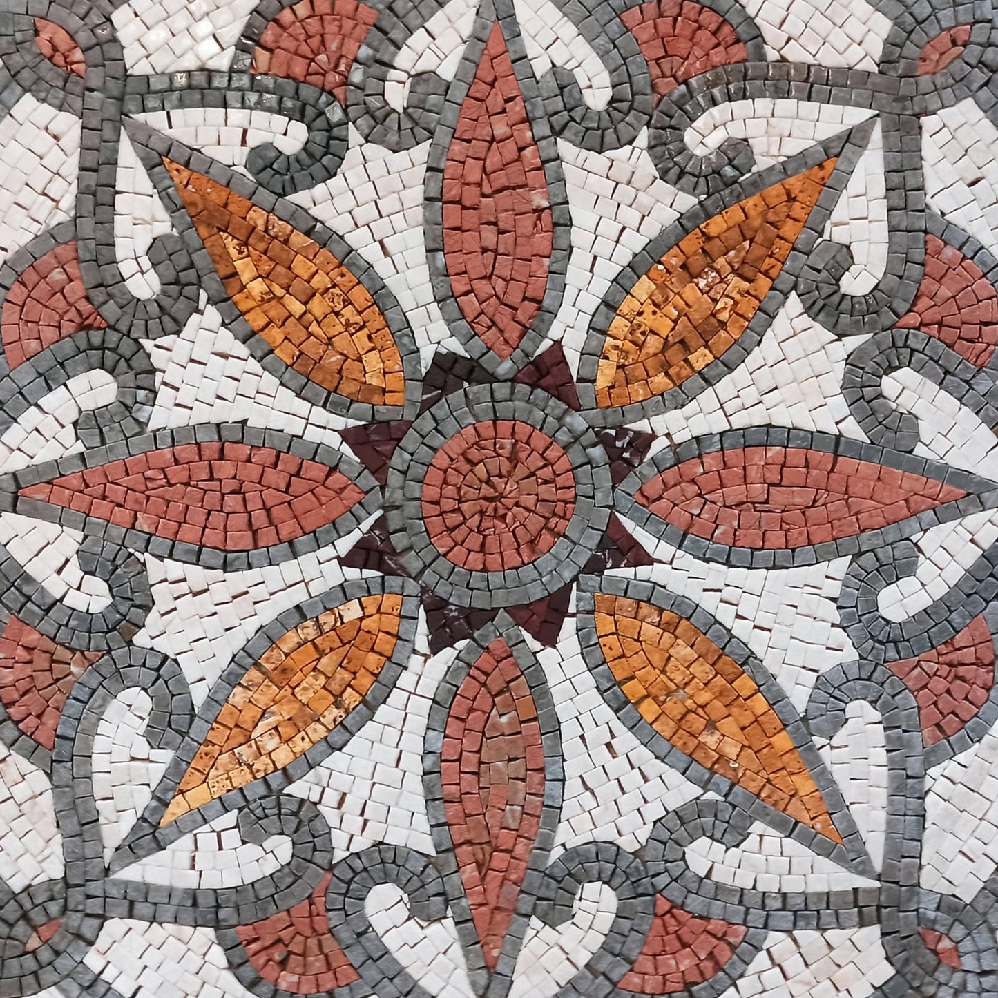 24" Handmade Colorful Decorative Medallion: Artisan Marble Mosaic Tile - Customization available